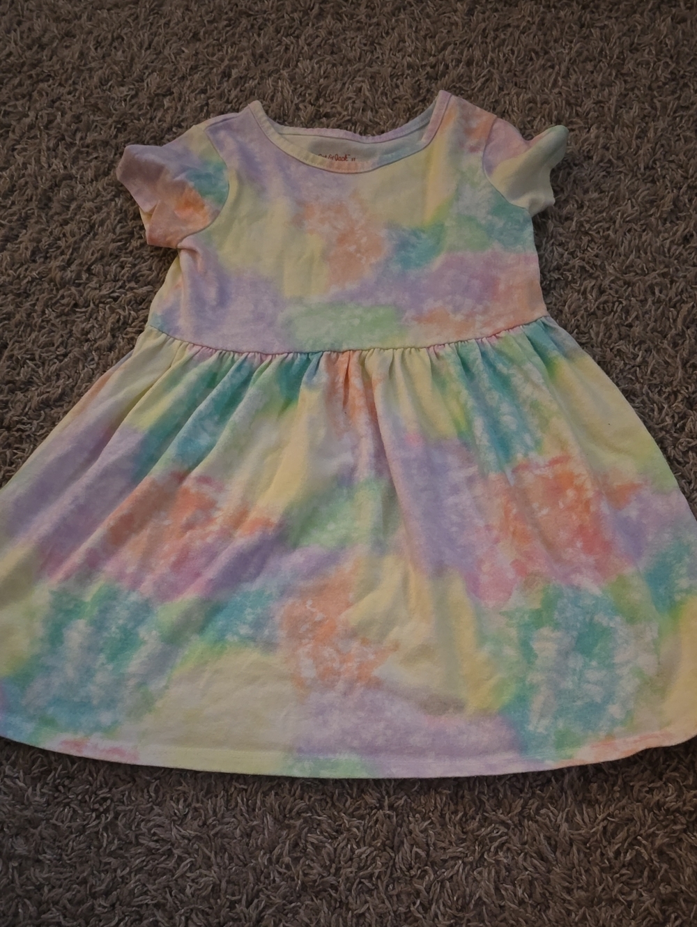 Cat & Jack Pastel Tie-Dye Short Sleeve Dress in Lavender, Mint & Peach